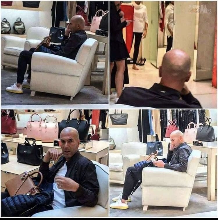 زیدان هم که باشی باید در پاساژ منتظر زنت بمانی! (عکس) 1 زیدان در پاساژ