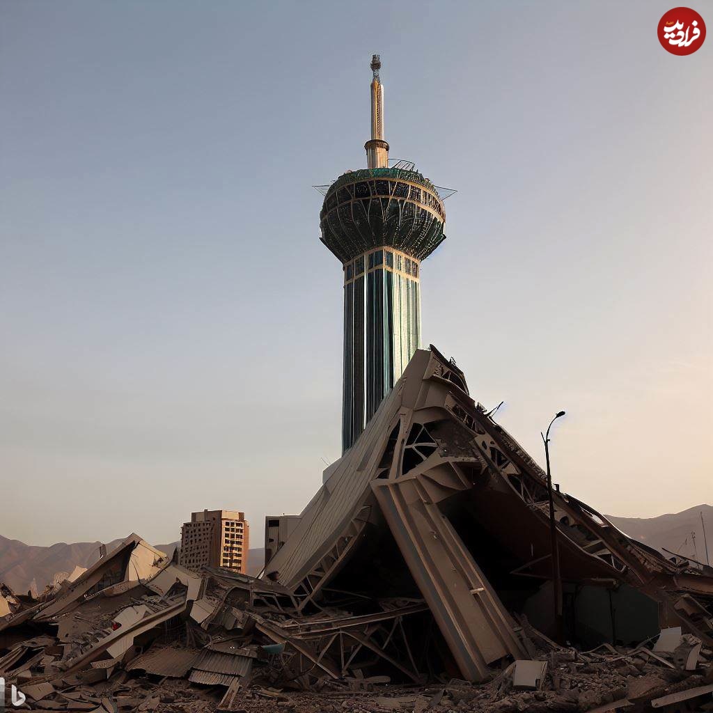 پیش بینی هوش مصنوعی از وضعیت برج میلاد بعد از زلزله 7.9 ریشتری تهران (عکس)