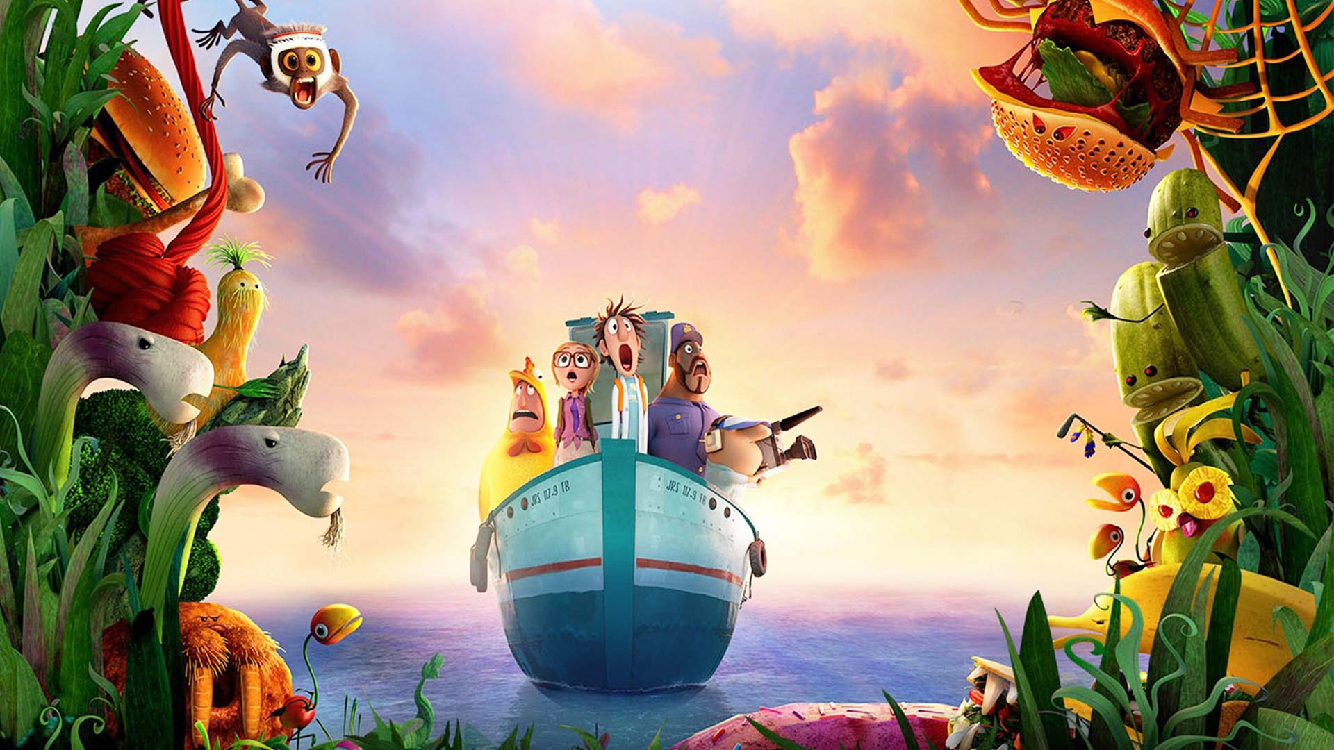 cloudy with chance meatballs some characters on a ship