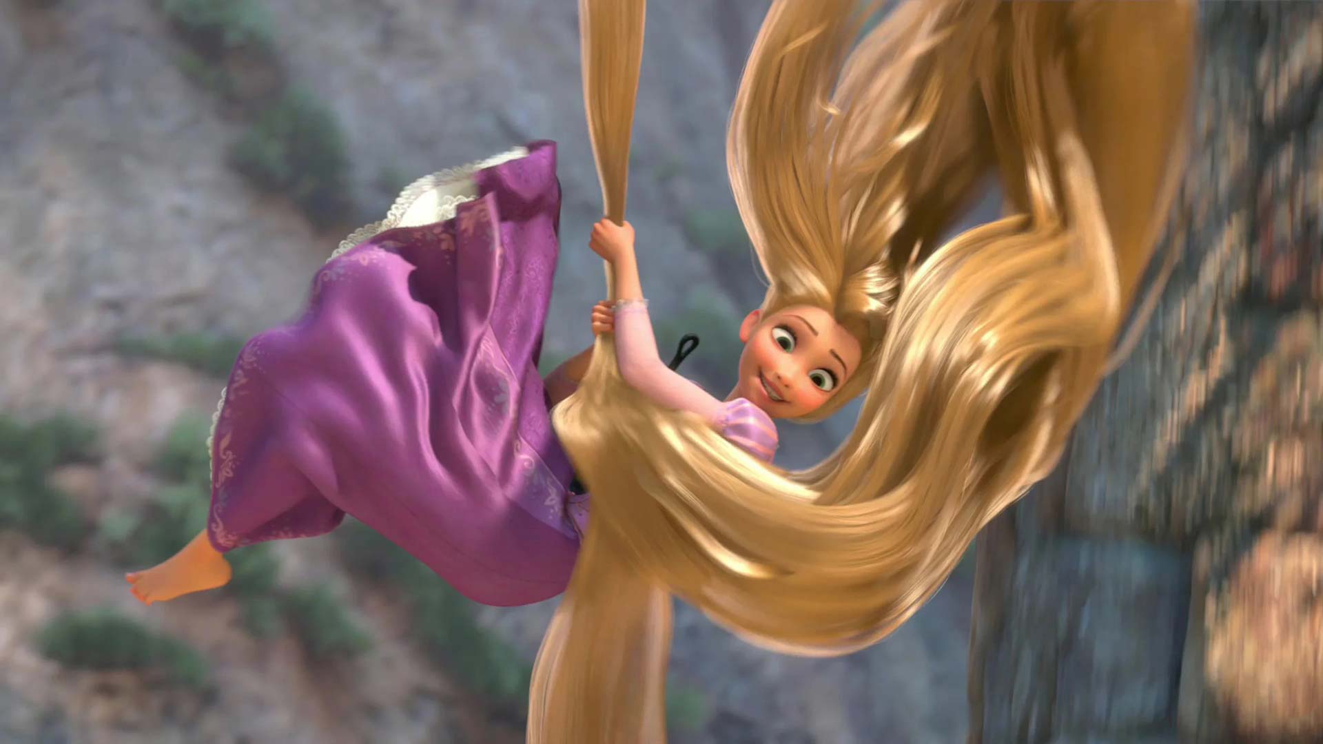 tangled young girl blonde swaying with her hair