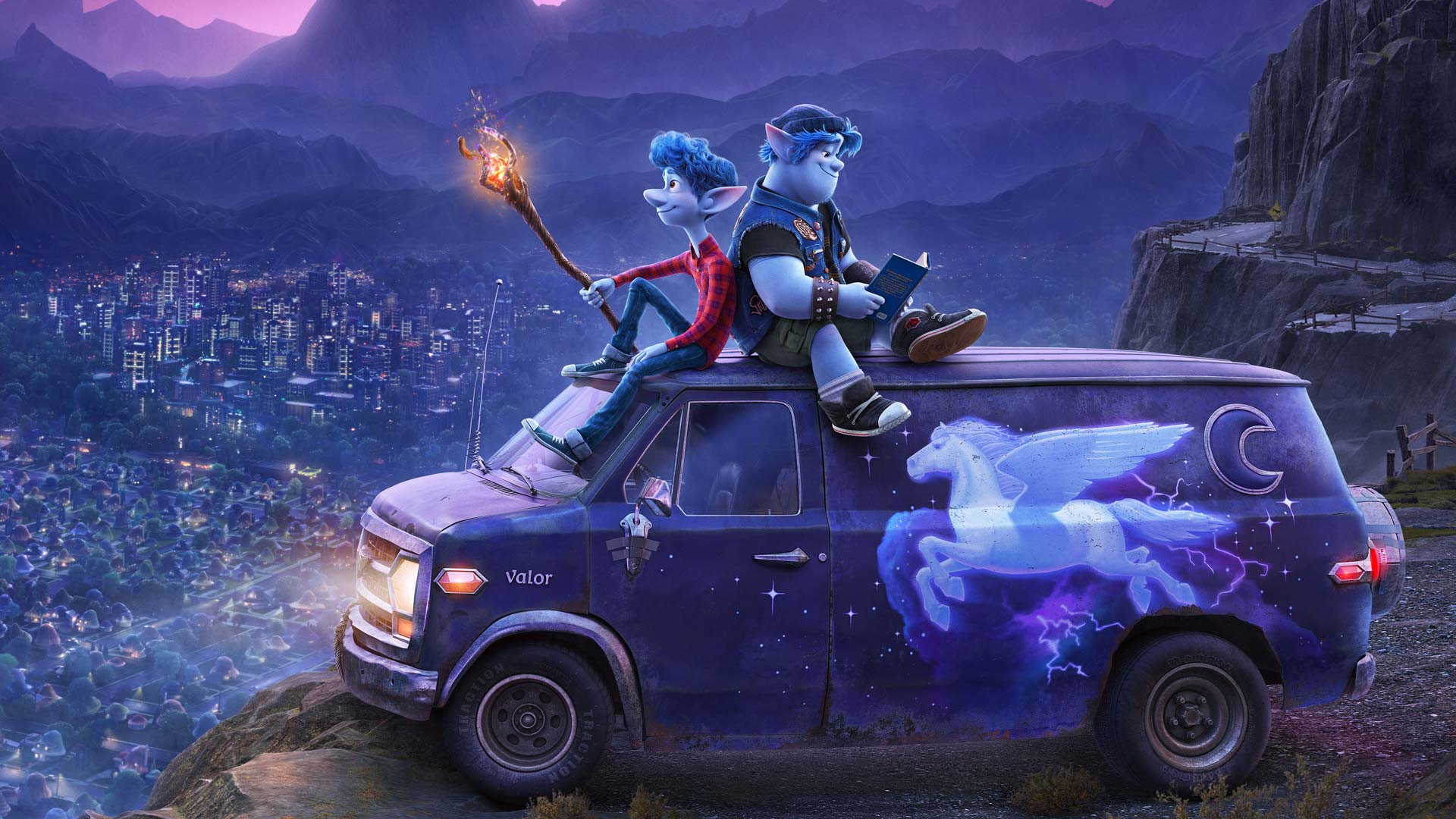 unward two brothers blue skin sitting on car under moonlight