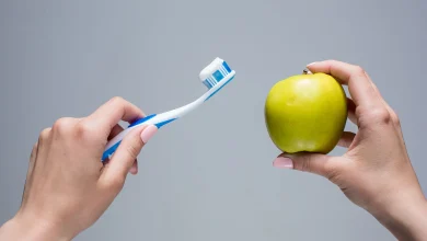 apples and brushing teeth