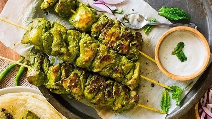 جوجه کباب سبز به روش خانگی .