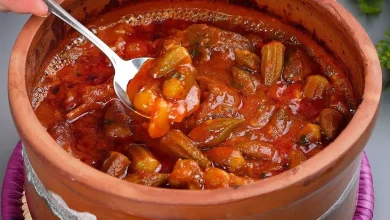 طرز تهیه خورش بامیه ترکیه‌ای بدون گوشت 1