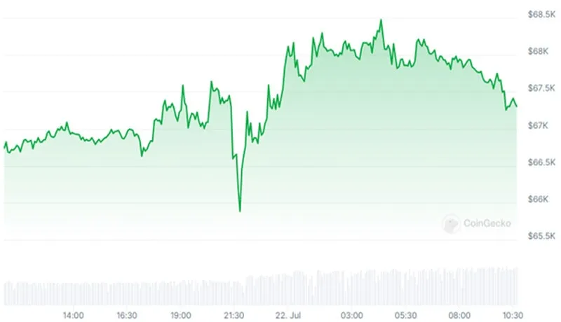 نمودار یک روزه قیمت بیت‌کوین