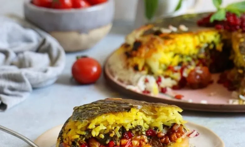 ته‌چین آلو اسفناج