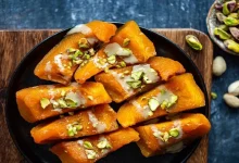 دسر کدو حلوایی دورنگ