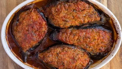 دلمه بادمجان با رب انار