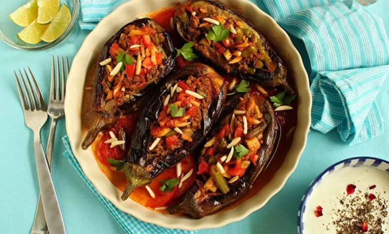 دلمه بادمجان با رب انار