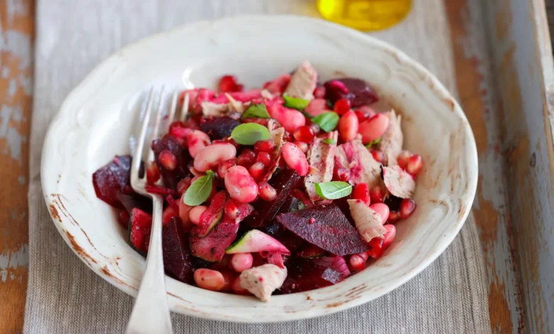 سالاد لوبیا چیتی و لبو