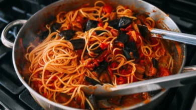 طرز تهیه ماکارانی با بادمجان