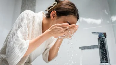 Washing your face with hot water