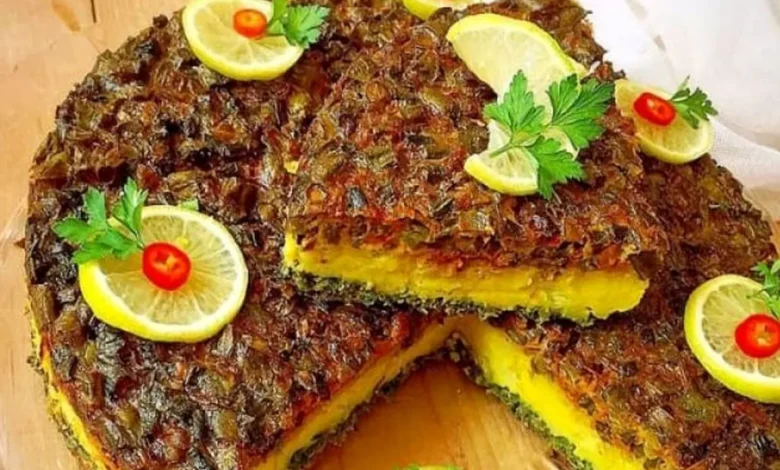کوکو لوبیا سبز با گردو