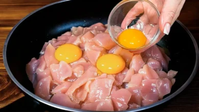 غذای خوشمزه با فیله مرغ وتخم مرغ