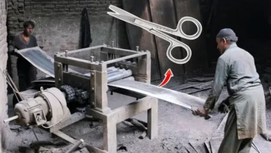 مراحل جالب تولید قیچی در کارگاهی در پاکستان (فیلم)