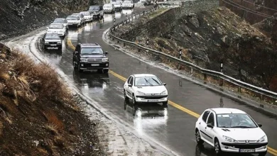 بارش باران و ترافیک