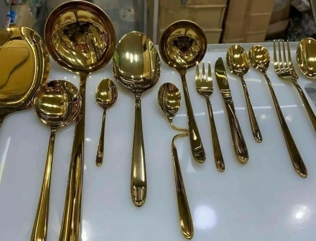 Golden spoon and fork