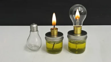 یک ایده ساده برای ساخت یک چراغ نفتی با لامپ سوخته ویدئو