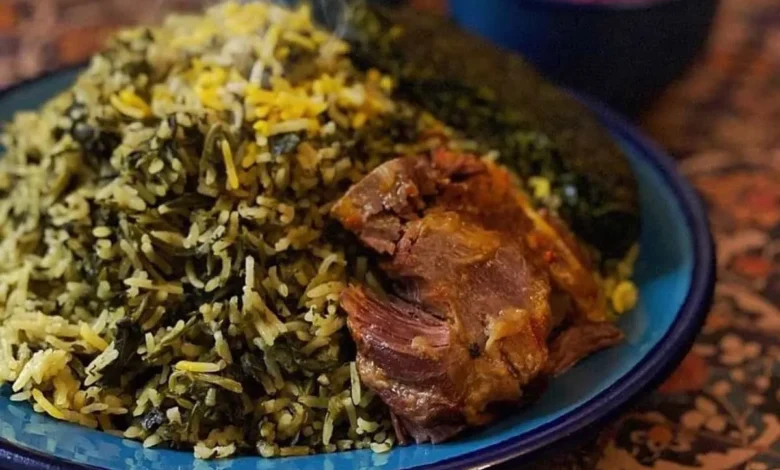 کته اسفناج با گوشت