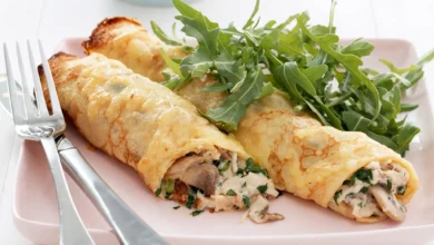 کرپ قارچ و مرغ