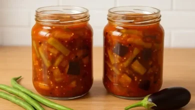 ترشی لوبیا سبز و بادمجان