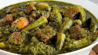 طرز تهیه خورش بامیه با سبزی