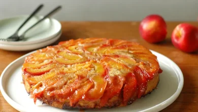 طرز تهیه کیک برگردان شلیل خوشمزه