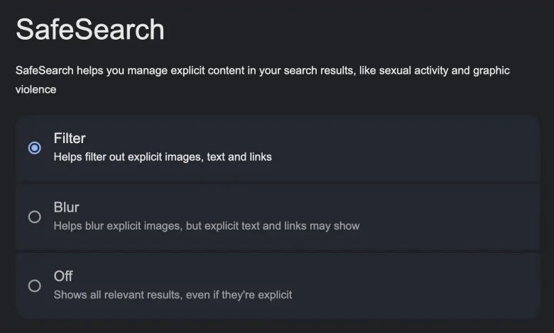 غیرفعال کردن SafeSearch