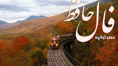 قطاری در حال حرکت در منظزه ای پاییزی