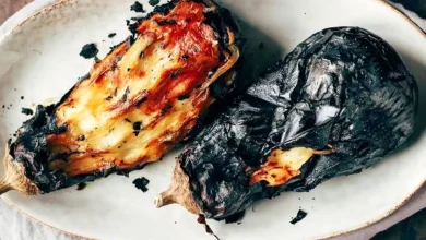 پوست کندن بادمجان کبابی