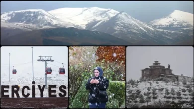 بارش برف در قله‌های آناتولی مرکزی