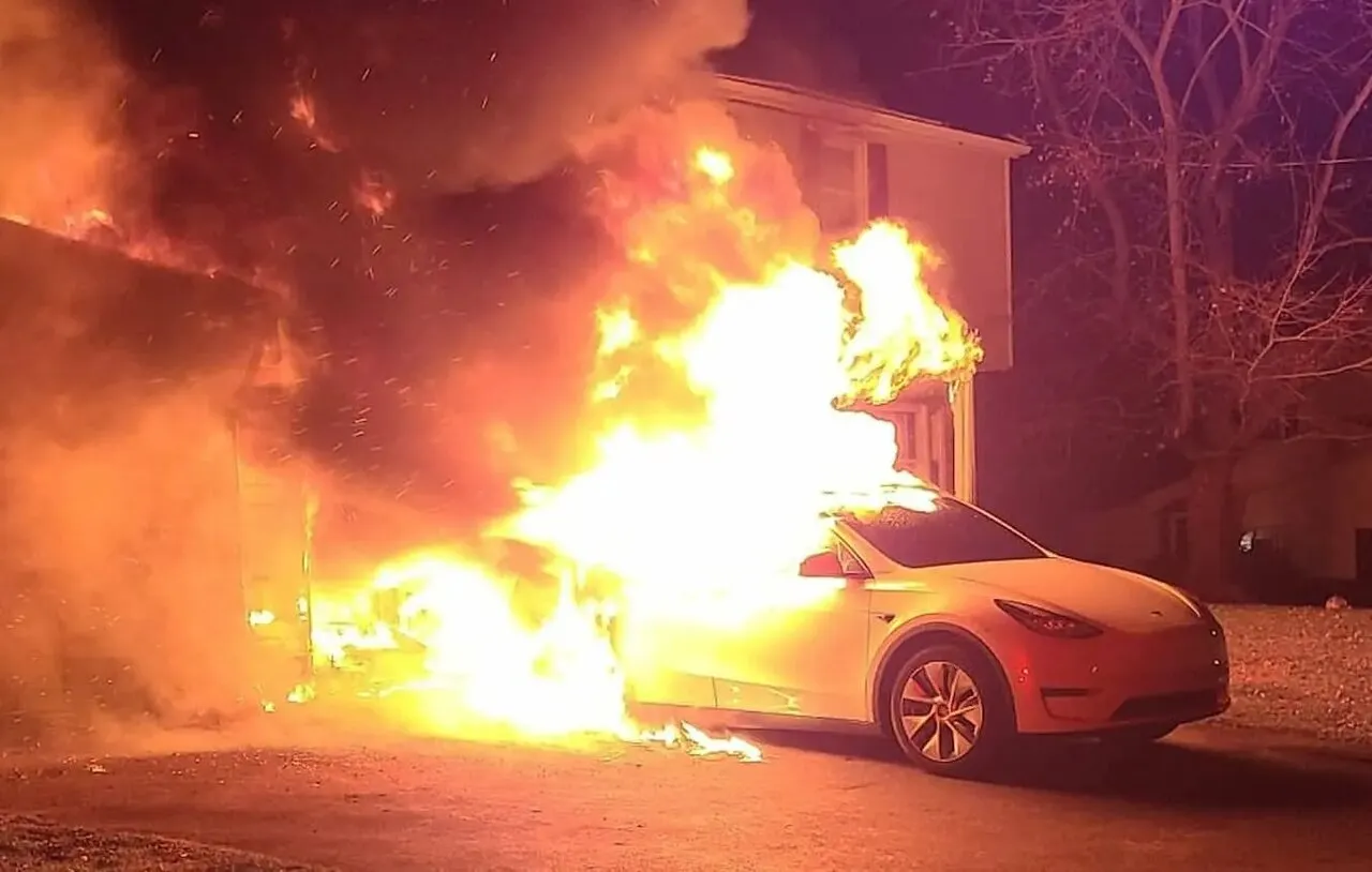 لحظه انفجار باطری خودروی برقی چینی