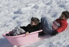 سرتاوول پوشیده از برف، میزبان کودکان در تعطیلات نیم‌سال تحصیلی